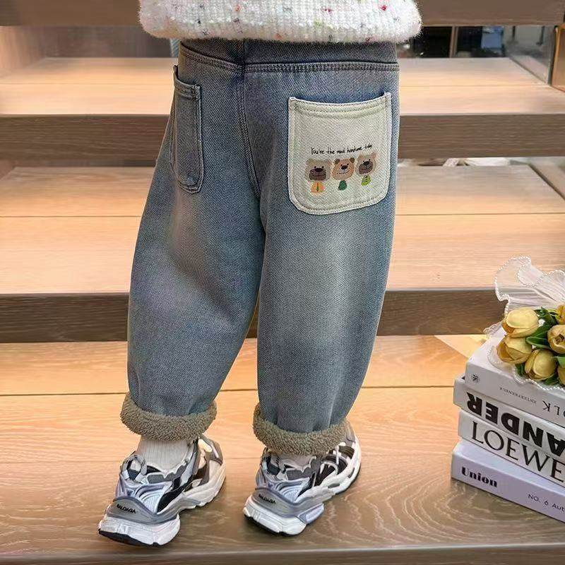 女童加绒裤子冬季新款一体洋气儿童牛仔裤休闲裤宝宝加厚保暖冬装,淘宝优惠券,粉丝福利购,淘宝优惠卷