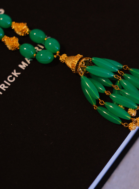 vintage toccata trifari 翠法丽 绿色 熔岩 流苏 项链