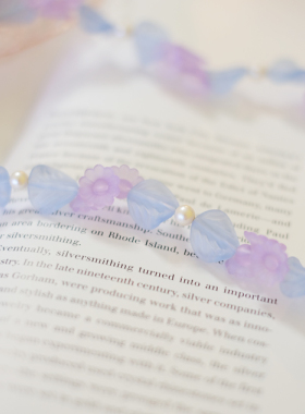 艺伎的胭脂 vintage Avon 雅芳 1986年 紫色蓝色 花卉 项链 耳夹