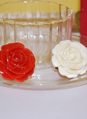 艺伎的胭脂 vintage KJL 白色 红色 时髦 花朵 保存品 戒指