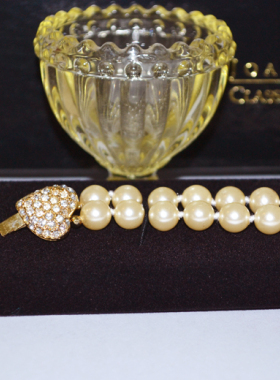 艺伎的胭脂 vintage joan rivers 珍珠 爱心 保存品 手链