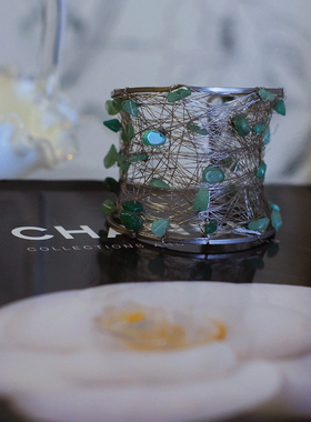 vintage toccata 银色 绿色 手工制 摩登 旧时代  手镯