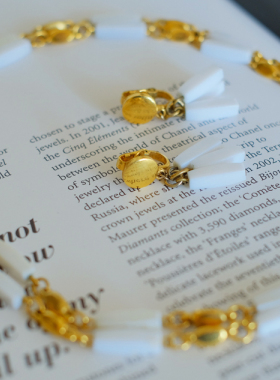 vintage toccata trifari 翠法丽 白色 耳夹 项链 套装