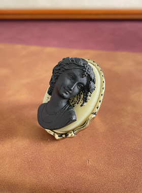 中古vintage西洋复古宫廷风浮雕个性打标立体黑美人开口戒指指环