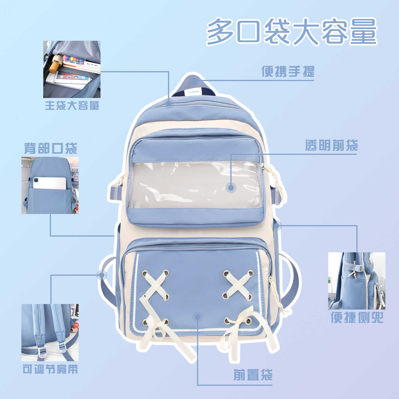 蛋仔派对书包学生猎罪修罗机甲双肩背包户外旅行大容量收纳双肩包