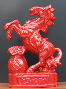风水招财红色马陶瓷工艺品乔迁新房马到成功小礼物喜气的家居摆设