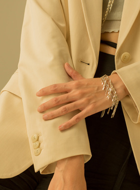 M-WINE羽杉灰玛瑙手链多层银饰