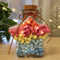 Transparent Glass Stars Bottle Empty Bottle With Wood Stopper Mesh Red Wishing Bottle Lucky Stars Bottle with 520 Drifting Jars