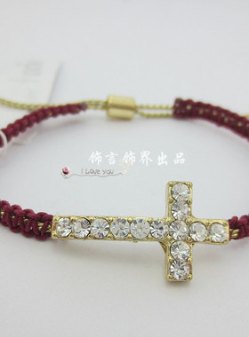 二次元手作手链欧美哥特风金属十字架闪钻编织细手镯