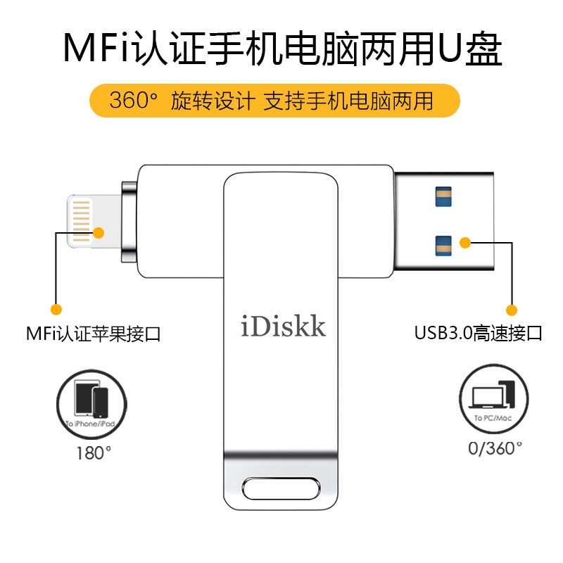 iDiskk苹果手机u盘128g512G适用华为安卓电脑双接口两用正品优盘 - 图0