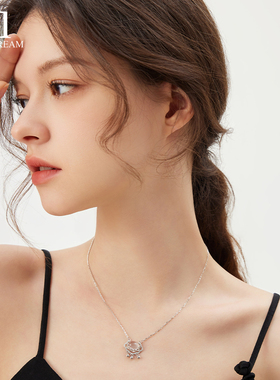 925纯银白玉髓平安锁项链女