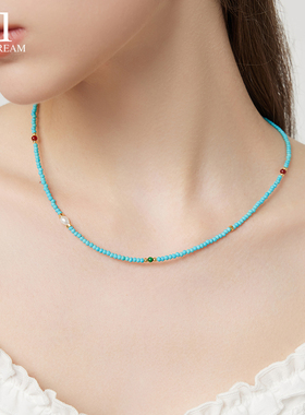 蓝松石天然珍珠项链女