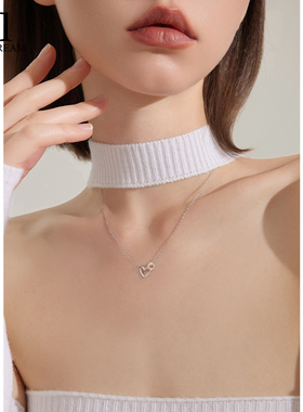999纯银圆环爱心项链时尚精致