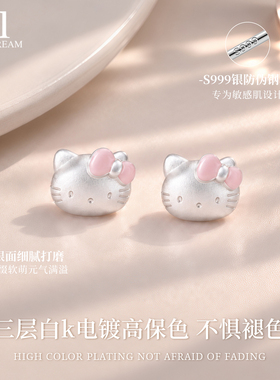 999纯银针蝴蝶结小猫咪耳钉新款