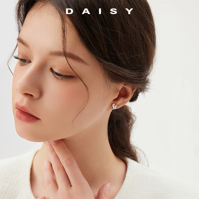 999纯银闪钻蝴蝶耳钉女轻奢高级气质耳环2025年新款爆款小众耳饰,淘宝优惠券,粉丝福利购,淘宝优惠卷