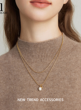 天然淡水珍珠双层项链女