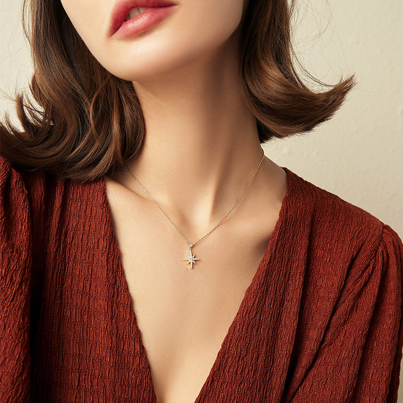 925纯银时尚六芒星女潮吊坠锁骨链 daisydream项链