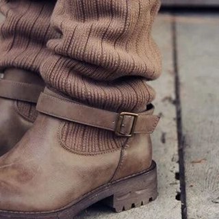 Retro Women Boots Winter Buckle motorcycle boot Flat Shoes - 图3