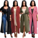 2017 европейская модная леди длинное кардиганское пальто женская длинная куртка