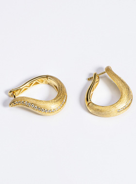 925银耳环星赞银镶嵌中古风格