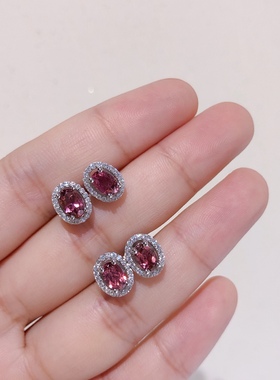 天然碧玺耳环碧玺耳环星赞s925银