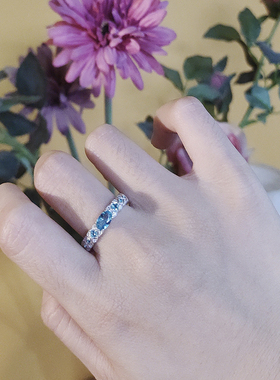 S925银豪镶帕拉伊巴戒指星赞