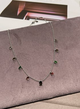 星赞轻奢珠宝S925银彩宝天然彩色碧玺满天星项链缤纷彩宝珠珠链