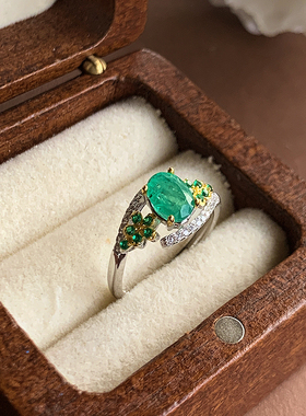 星赞女款开口祖母绿戒指