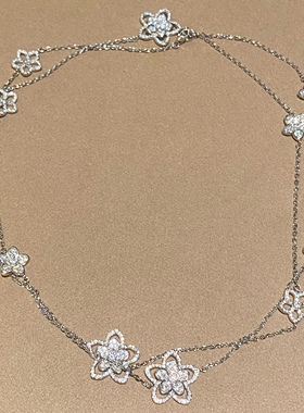 重工多蝴蝶超闪纯银长项链毛衣链