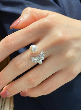 温柔淡水珍珠开口纯银戒指
