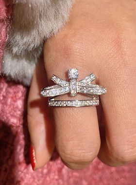 珠宝级精致小香风蝴蝶结戒指