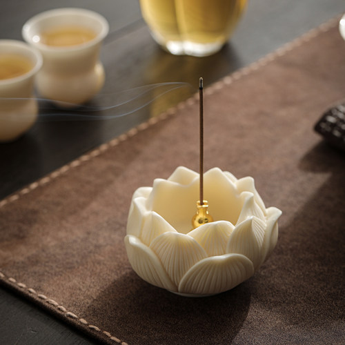 象牙果莲花线香插座创意小香炉家用室内香器线香香托茶桌檀香薰炉 - 图1
