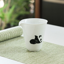 Pluvier Plover Sculpture Panda Ceramic Fair Cup Ceramic Tea Sea Sub tea instrumental Gongfu Tea Accessories White Porcelain Uniform Cup