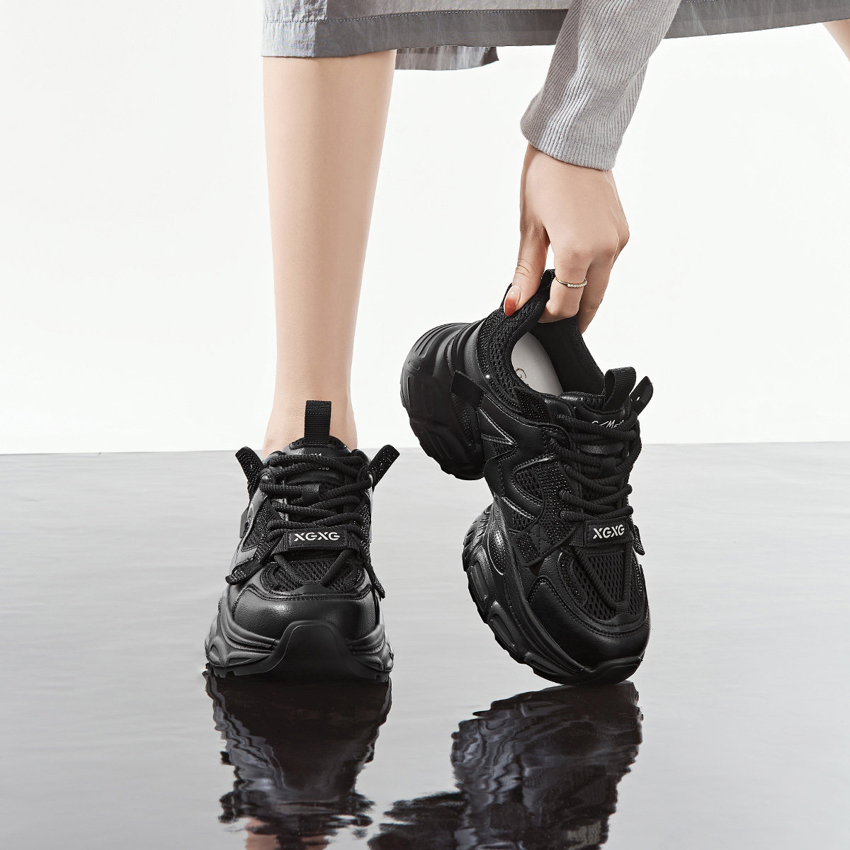 戈美其女鞋老爹鞋网面软底透气增高新款厚底增高休闲运动鞋跑步鞋,淘宝优惠券,粉丝福利购,淘宝优惠卷