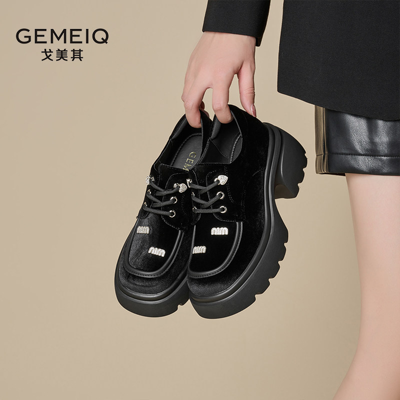 戈美其玛丽珍鞋女春季新款网红超火小个子松糕底小皮鞋乐福鞋,淘宝优惠券,粉丝福利购,淘宝优惠卷