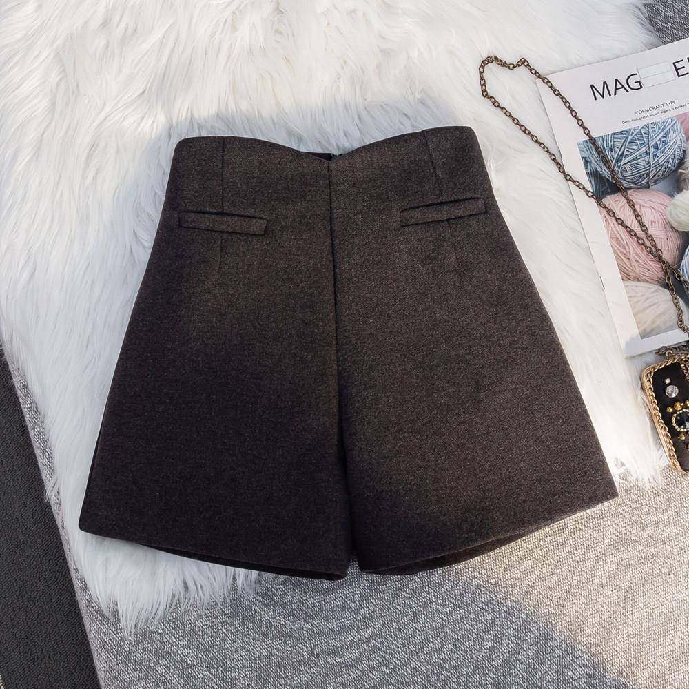 专柜复古毛呢西装短裤女外穿秋冬高腰显瘦a字靴裤休闲百搭阔腿裤,淘宝优惠券,粉丝福利购,淘宝优惠卷