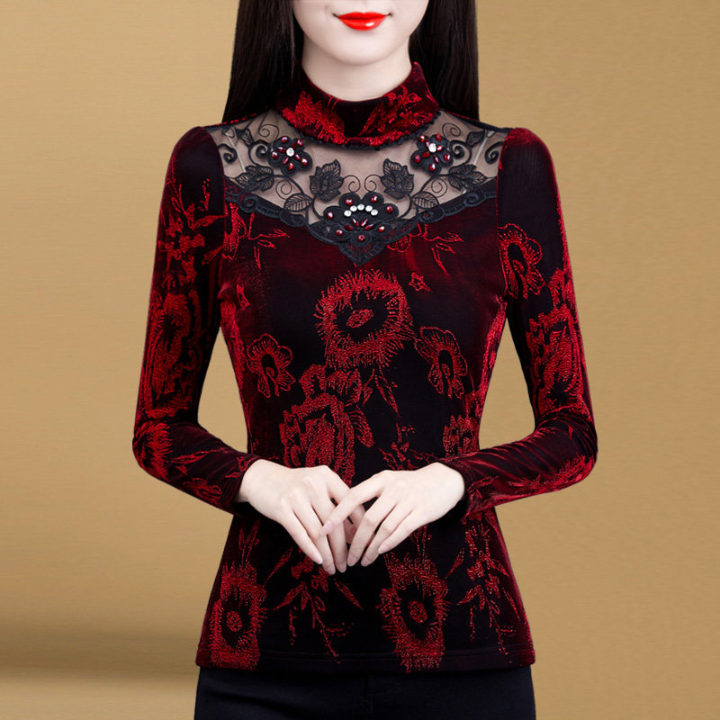 高端蕾丝上衣2021年新款 红鹿瑰人T恤