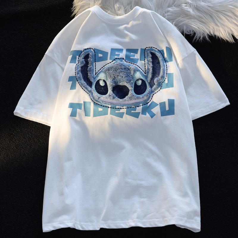 纯棉小众潮牌卡通植绒短袖宽松大阪t恤男女夏季oversize情侣上衣,淘宝优惠券,粉丝福利购,淘宝优惠卷