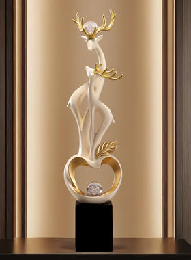 福鹿一对摆件轻奢高级感