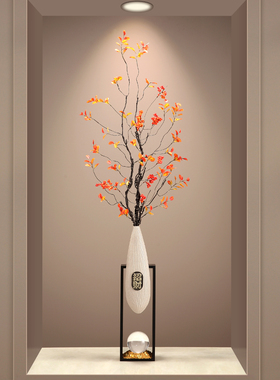 入门玄关摆件陶瓷竖长高档柿子花瓶客厅插花艺电视柜新中式装饰品