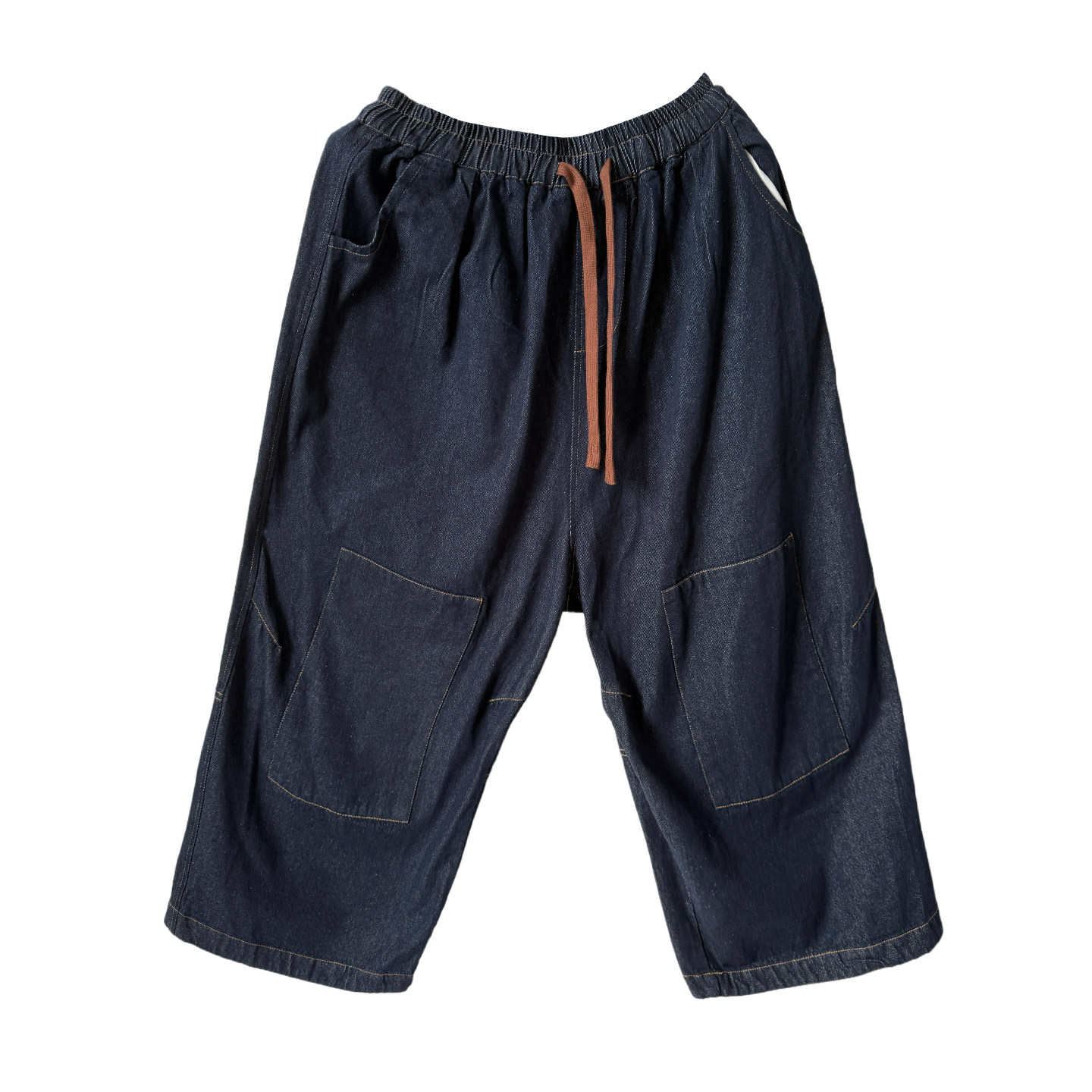 心存真大码女装仿牛仔大口袋八分裤2025秋新款胖mm橡筋腰宽松裤子,淘宝优惠券,粉丝福利购,淘宝优惠卷