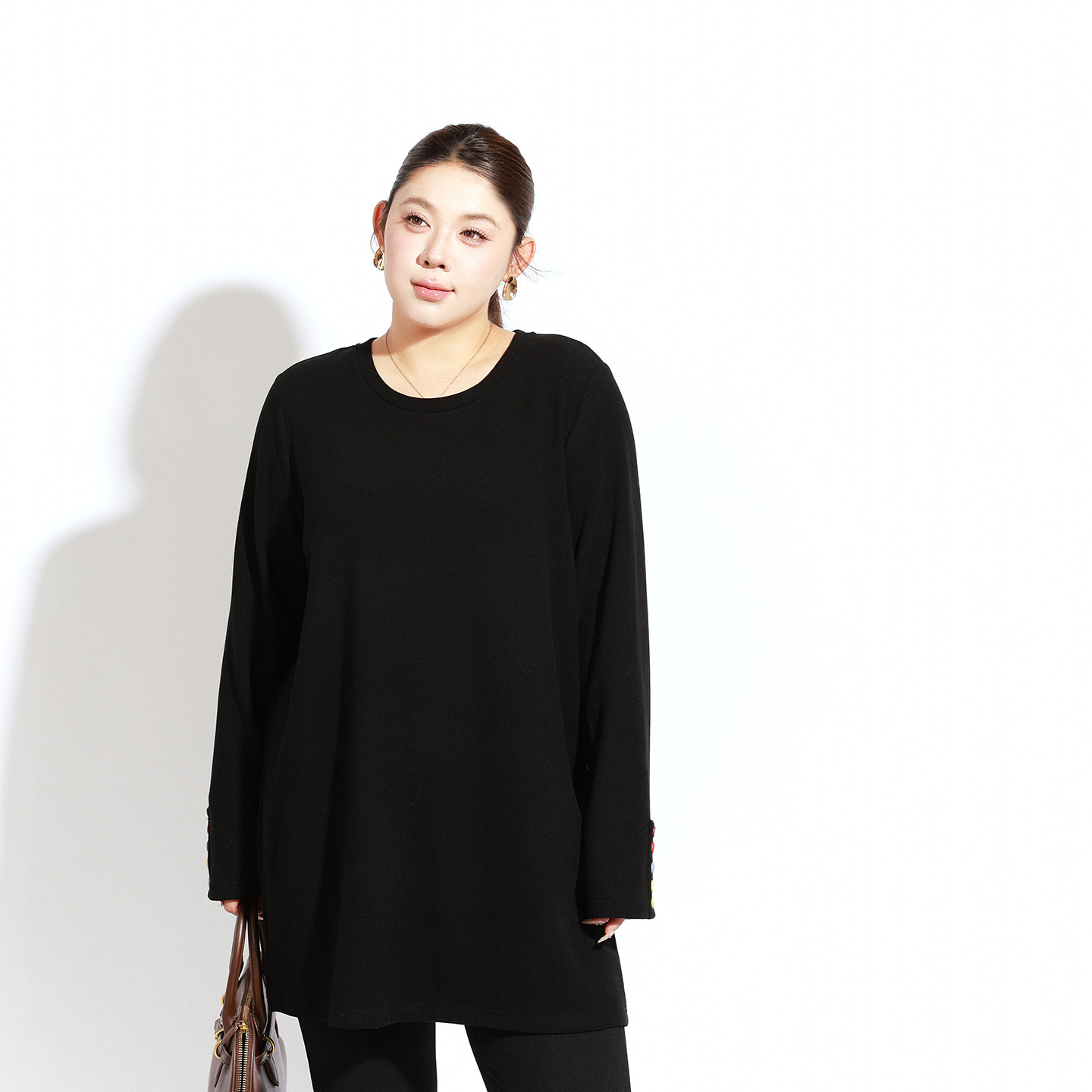 双面绒彩扣大码长袖T恤女200斤冬季加肥加大胖mm长款宽松打底衫,淘宝优惠券,粉丝福利购,淘宝优惠卷