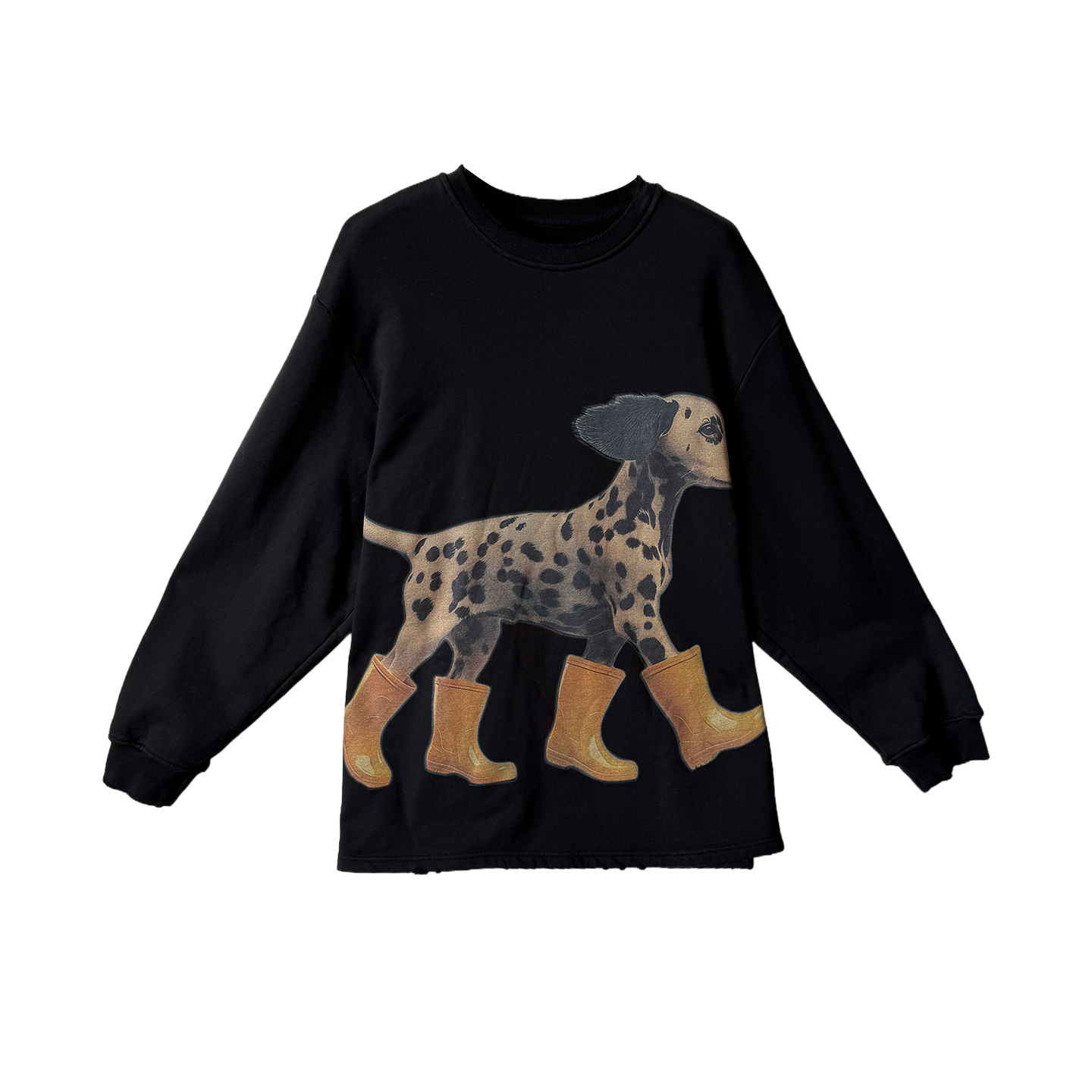 潮酷猛犬印花大码卫衣女2025秋新款胖mm宽松显瘦套头上衣加肥加大 - 图3