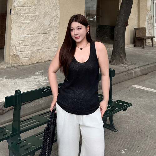 心存真大码女装u领背心2026年夏季新款胖mm可外穿雪花棉百搭上衣 - 图2
