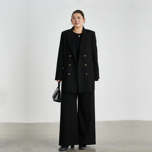 心存真大码女装2026春新款斜纹西裤200斤胖mm宽松直筒阔腿休闲裤 - 图2