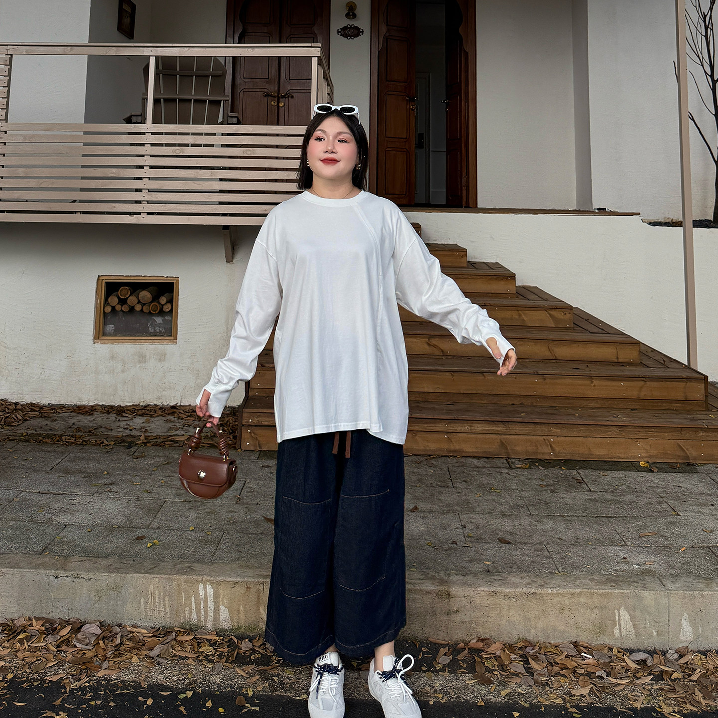 心存真大码女装仿牛仔大口袋八分裤2025秋新款胖mm橡筋腰宽松裤子,淘宝优惠券,粉丝福利购,淘宝优惠卷