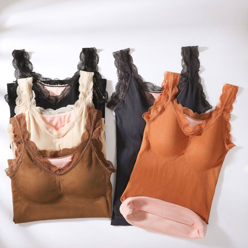 秋冬大码保暖背心女带胸垫吊带性感蕾丝内衣加厚加绒仙女保暖内衣,淘宝优惠券,粉丝福利购,淘宝优惠卷
