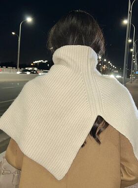 ZYCZCXX 100% Merino wool women's knitted turtleneck shawl sc