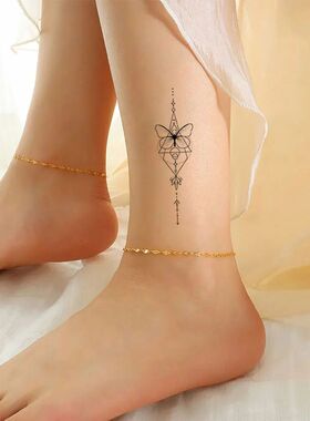 30pcs Small Black Hand Tattoo for Women Men Moon Flower Fake