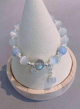 仿猫眼石蝴蝶手链女ins小众设计灰月光手串百搭气质潮学生礼物